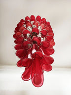 Aurora Chandelier Red White Murano Spiral Petals