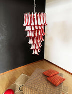 Aurora Chandelier Red White Murano Spiral Petals