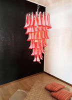 Aurora Chandelier Red White Murano Spiral Petals