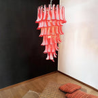 Aurora Chandelier Red White Murano Spiral Petals