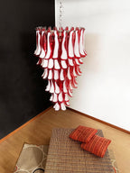 Aurora Chandelier Red White Murano Spiral Petals