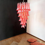 Aurora Chandelier Red White Murano Spiral Petals