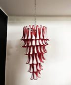 Aurora Chandelier Red White Murano Spiral Petals