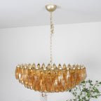 Murano Chandelier Amber Layered Oval