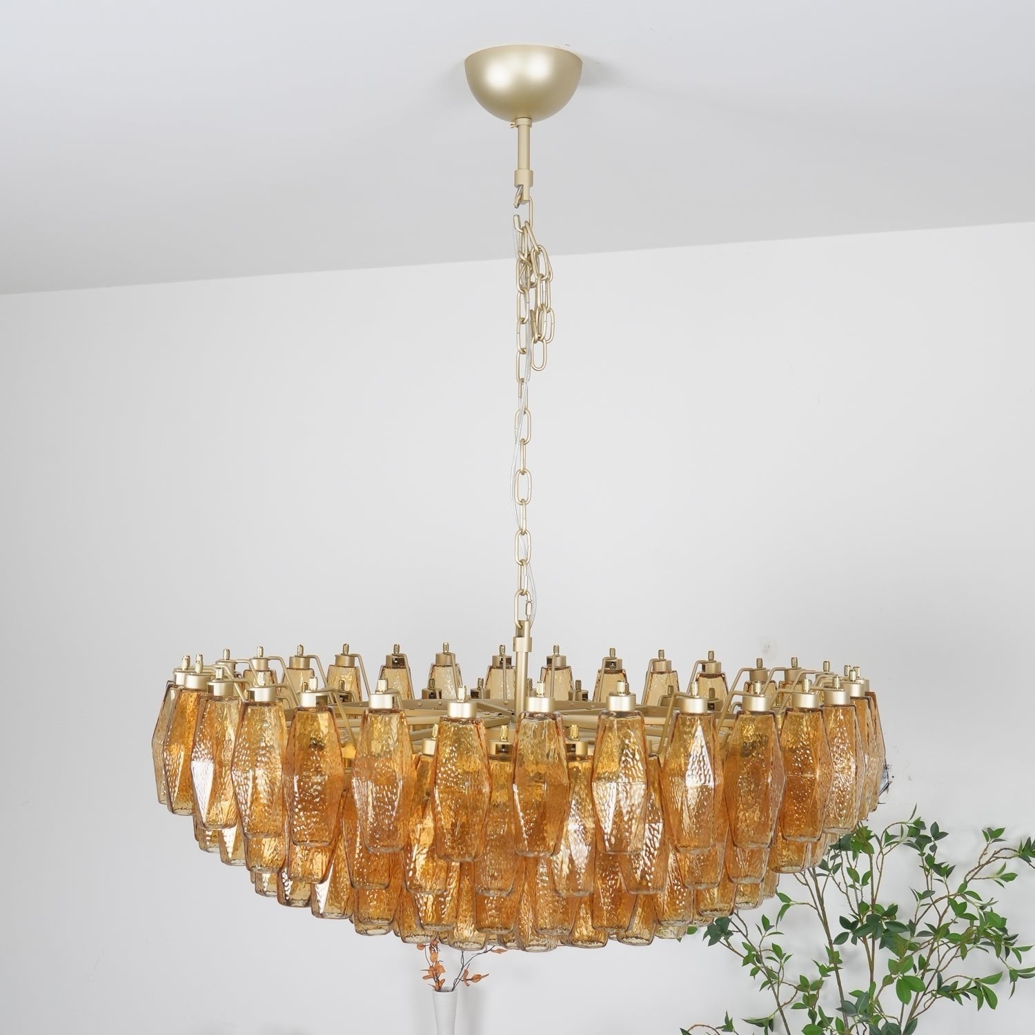 Murano Chandelier Amber Layered Oval