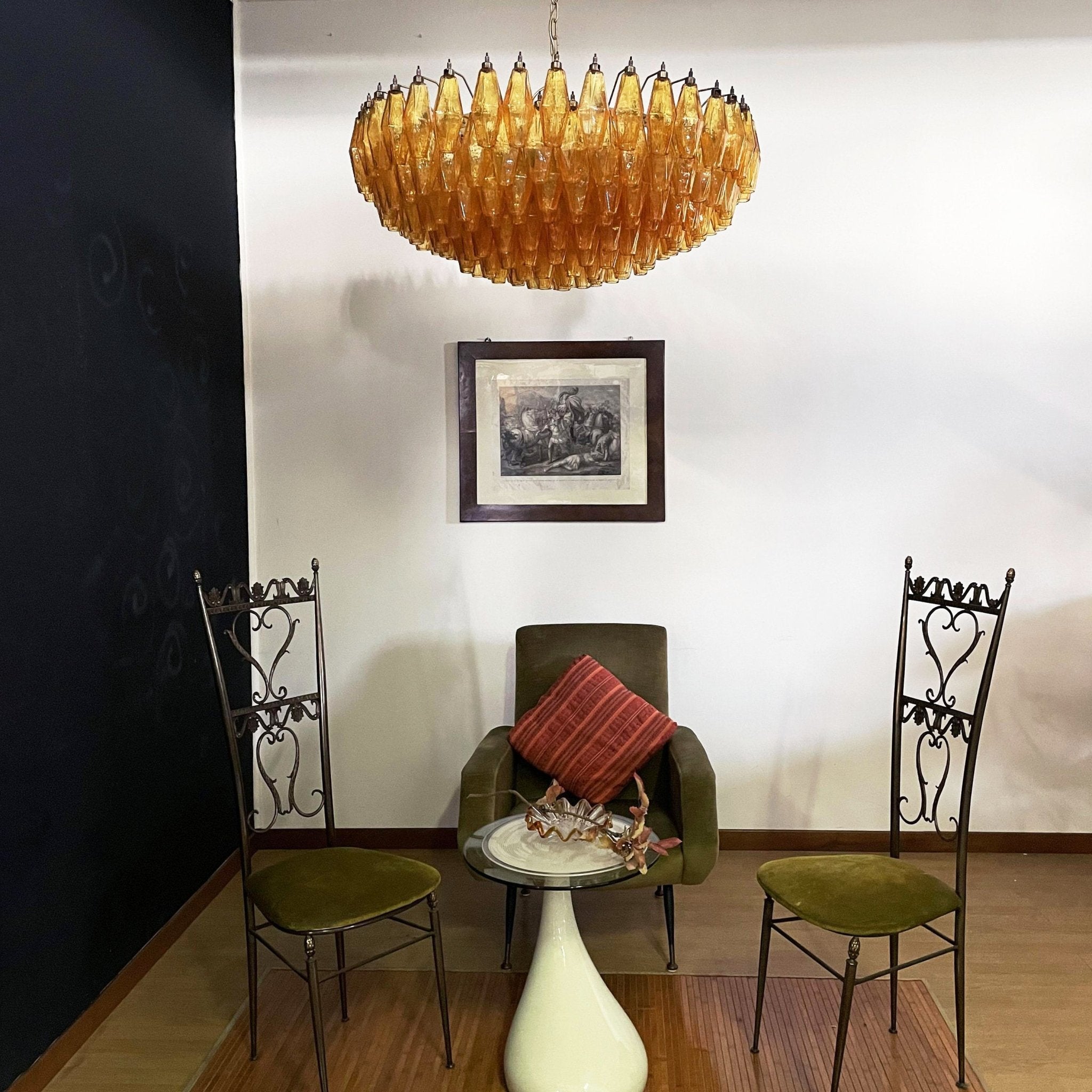 Murano Chandelier Amber Layered Oval