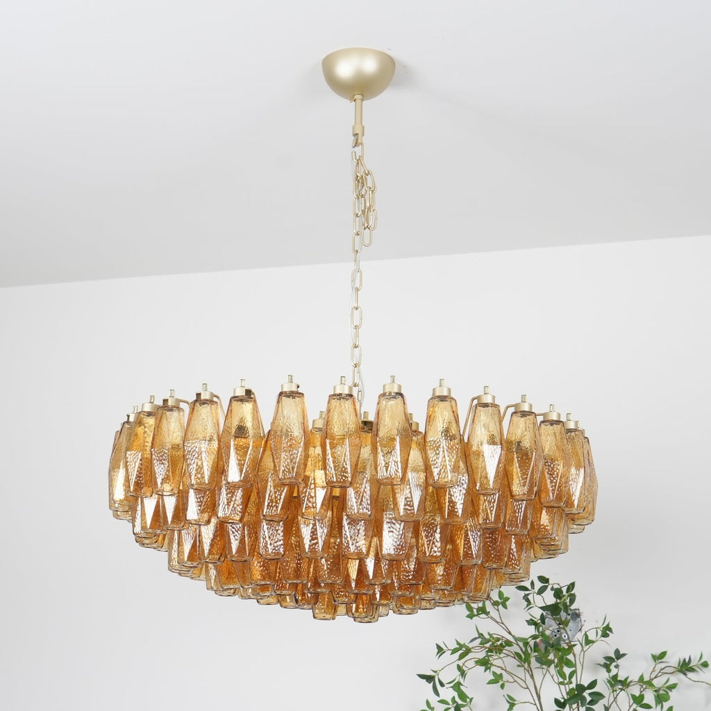 Murano Chandelier Amber Layered Oval