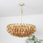 Murano Chandelier Amber Layered Oval