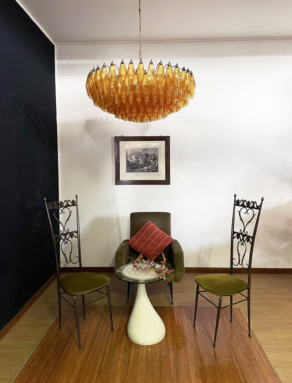 Murano Chandelier Amber Layered Oval