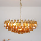 Murano Chandelier Amber Layered Oval
