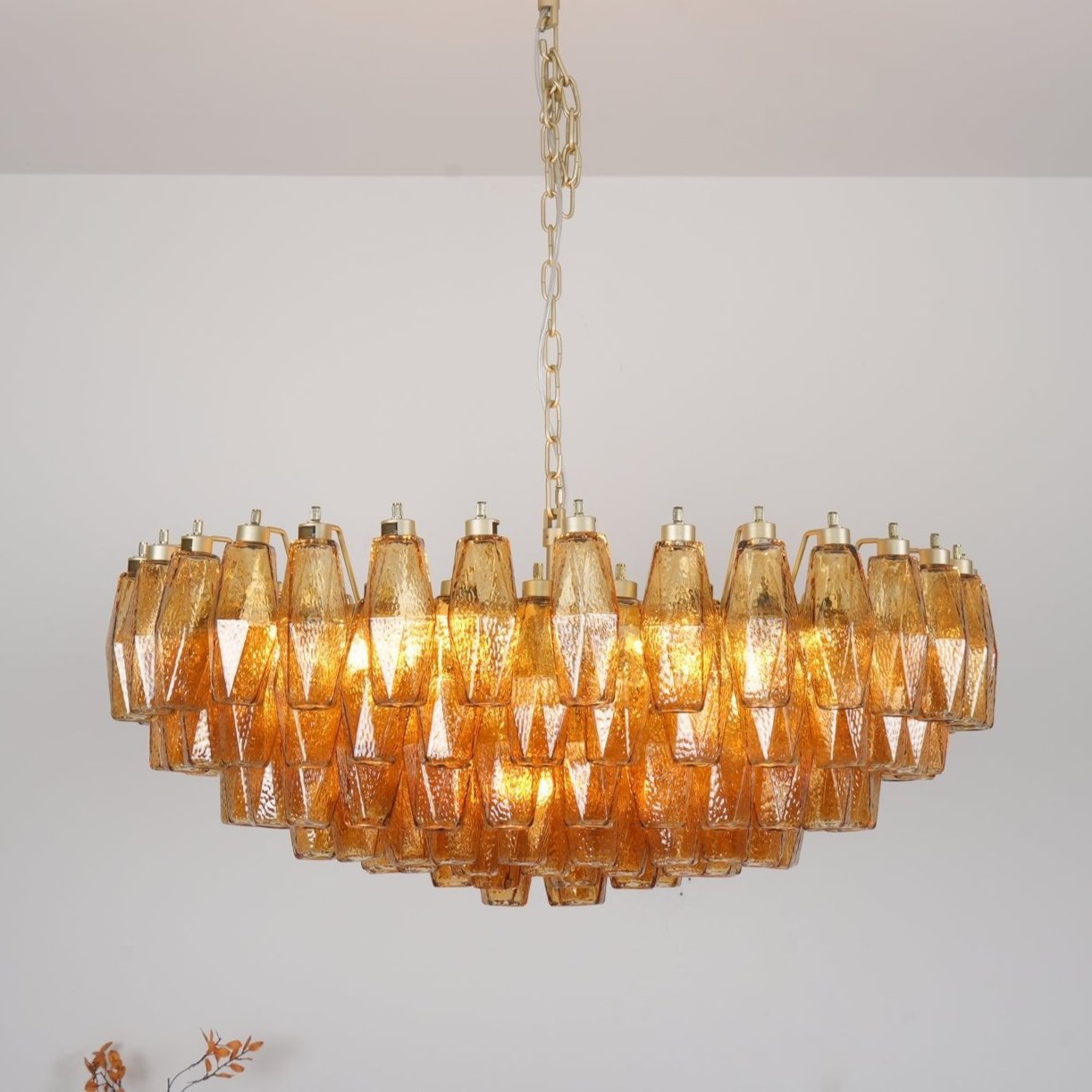 Murano Chandelier Amber Layered Oval
