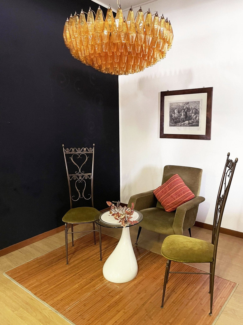 Murano Chandelier Amber Layered Oval