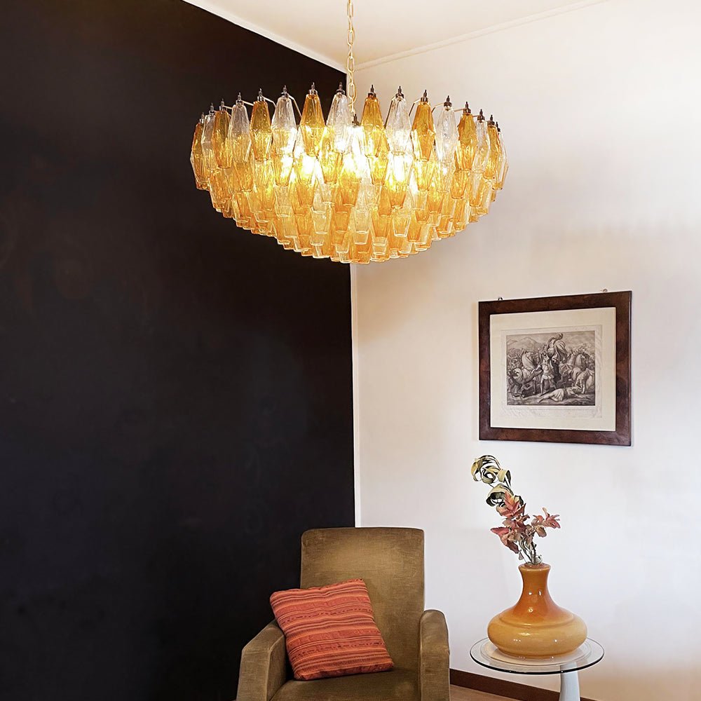 Murano Chandelier Amber Layered Oval