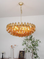 Murano Chandelier Amber Layered Oval