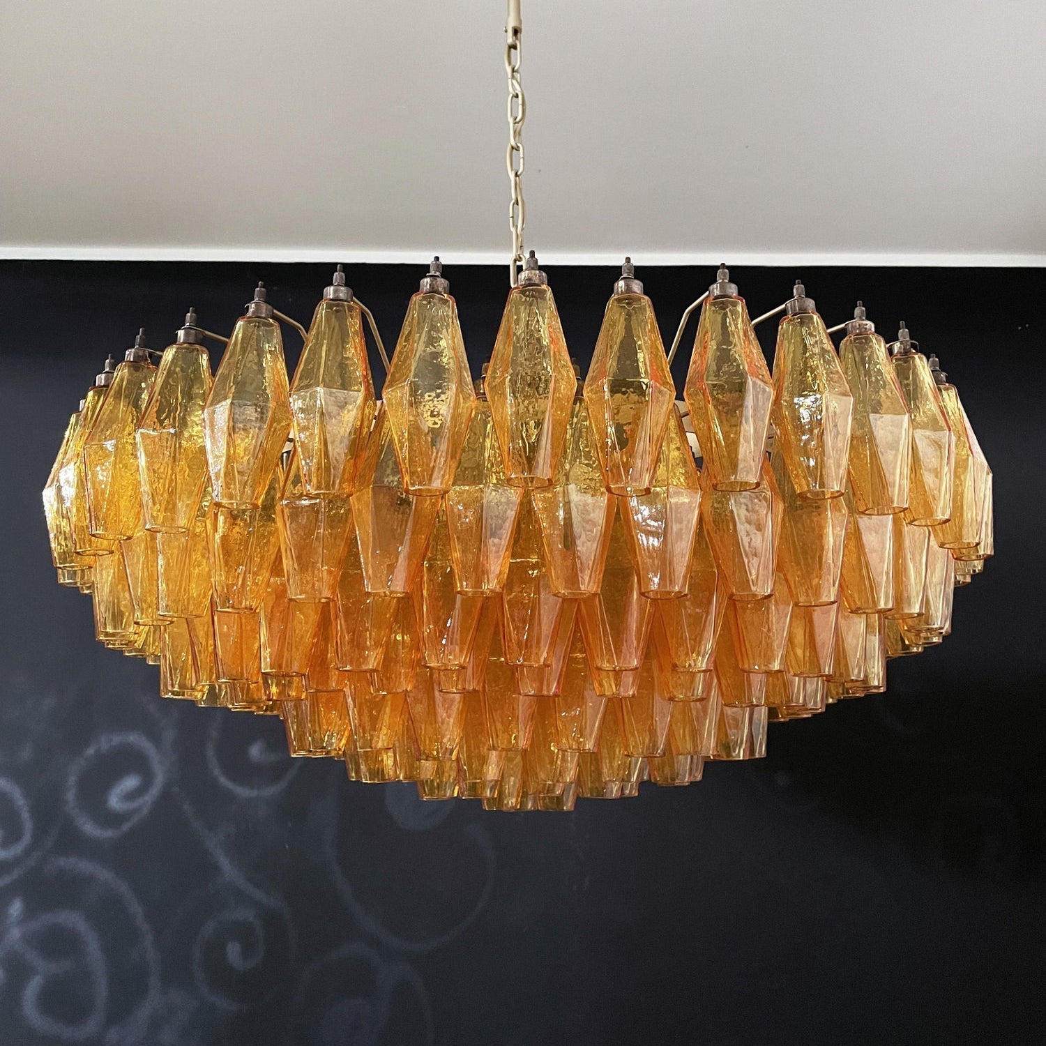 Murano Chandelier Amber Layered Oval
