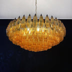 Murano Chandelier Amber Layered Oval