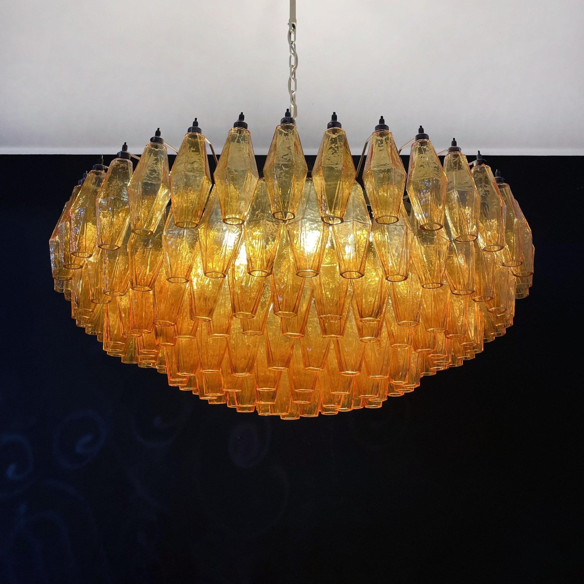 Murano Chandelier Amber Layered Oval