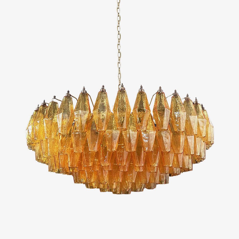 Murano Chandelier Amber Layered Oval