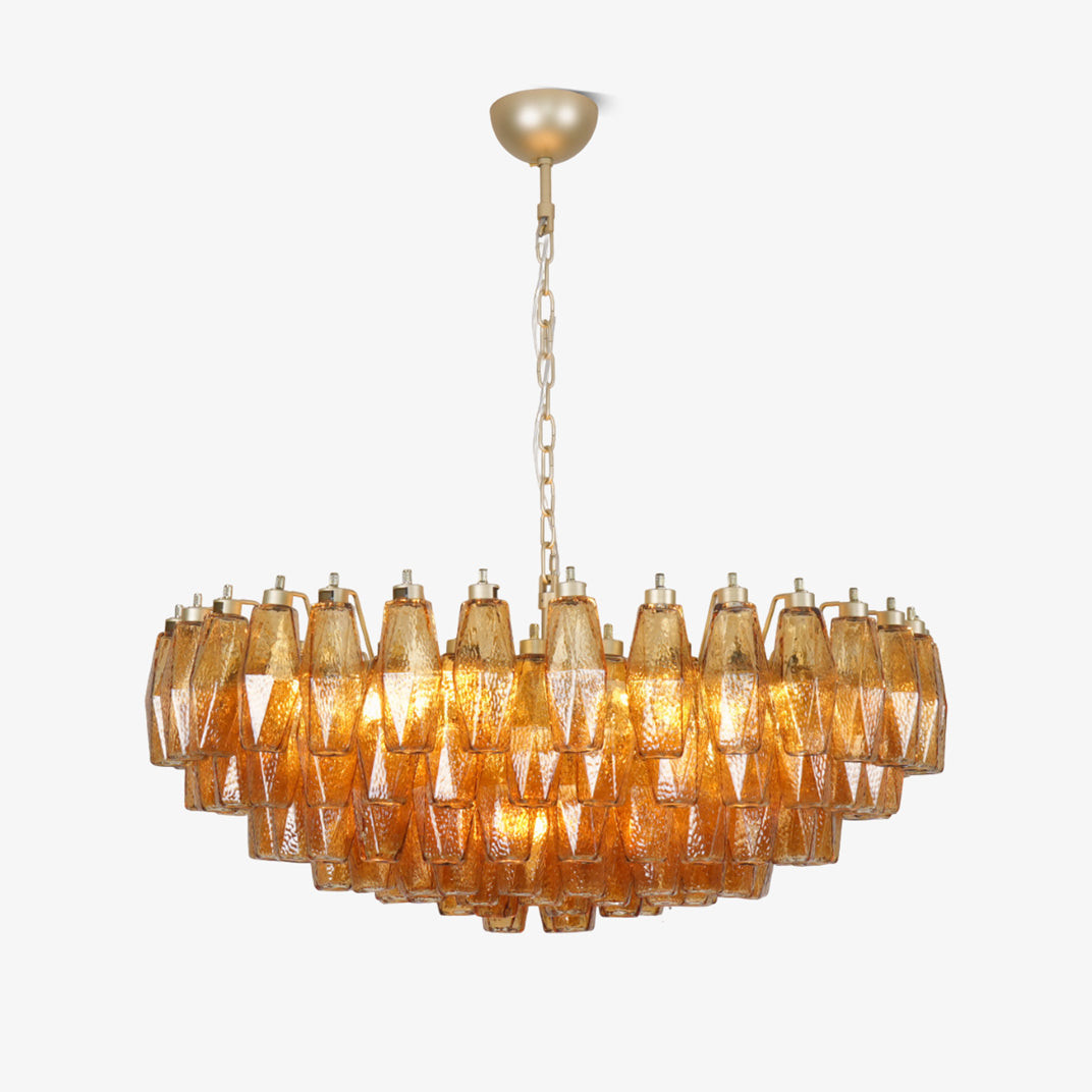 Murano Chandelier Amber Layered Oval