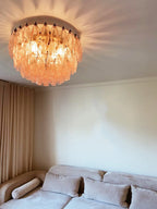 Aurora Ceiling Lamp Pink Rhombus Glass Layered Vintage Elegance