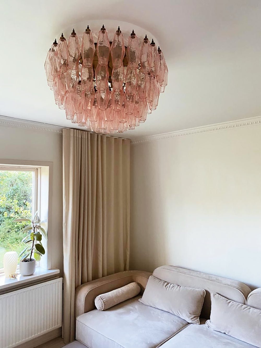 Aurora Ceiling Lamp Pink Rhombus Glass Layered Vintage Elegance