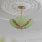 Pendant Lamp Pink Murano Shell with Brass Baroque