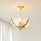 Pendant Lamp Pink Murano Shell with Brass Baroque