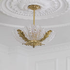 Pendant Lamp Pink Murano Shell with Brass Baroque