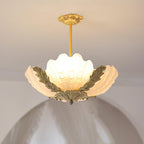 Pendant Lamp Pink Murano Shell with Brass Baroque