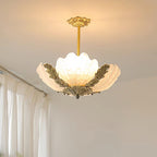 Pendant Lamp Pink Murano Shell with Brass Baroque