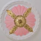 Pendant Lamp Pink Murano Shell with Brass Baroque