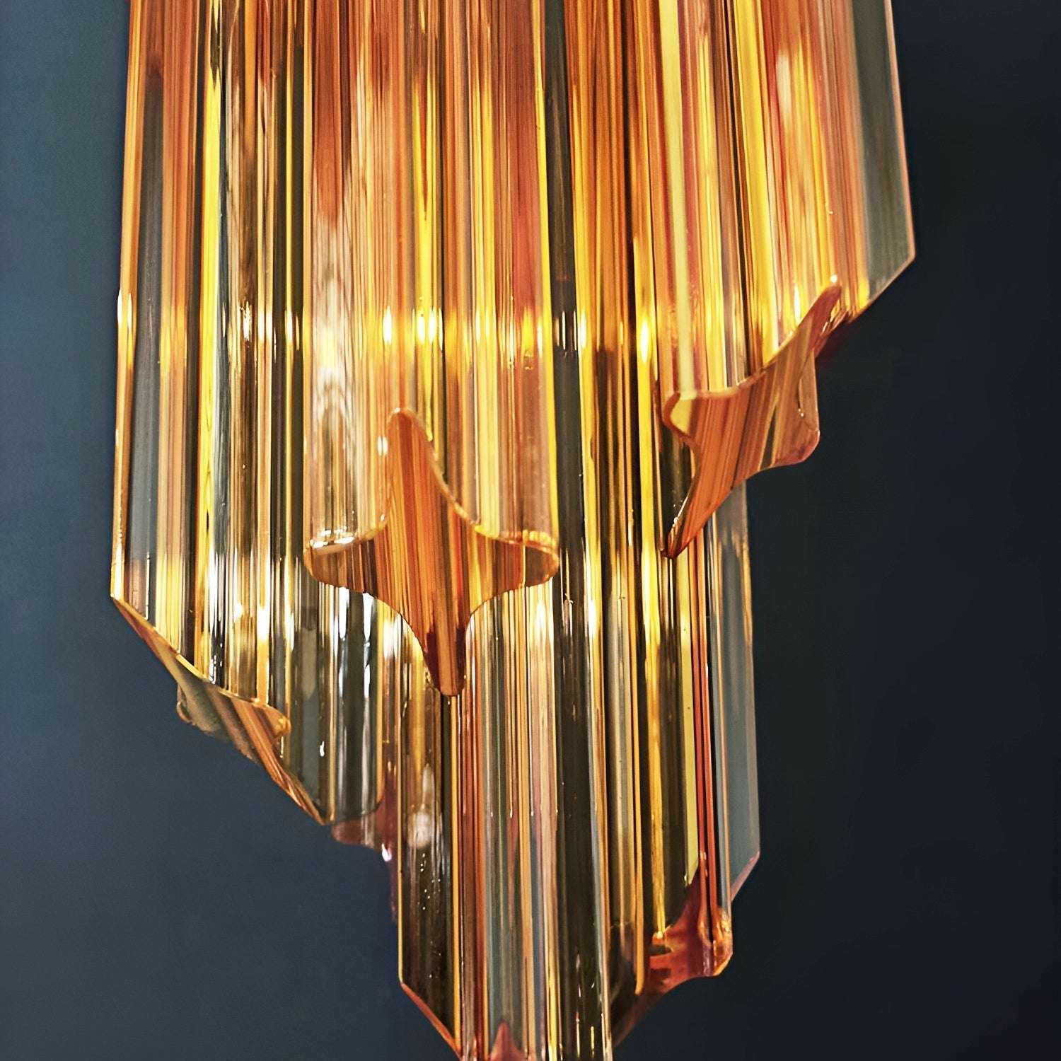 Aurora Chandelier Spiral Pink Prism Tiered