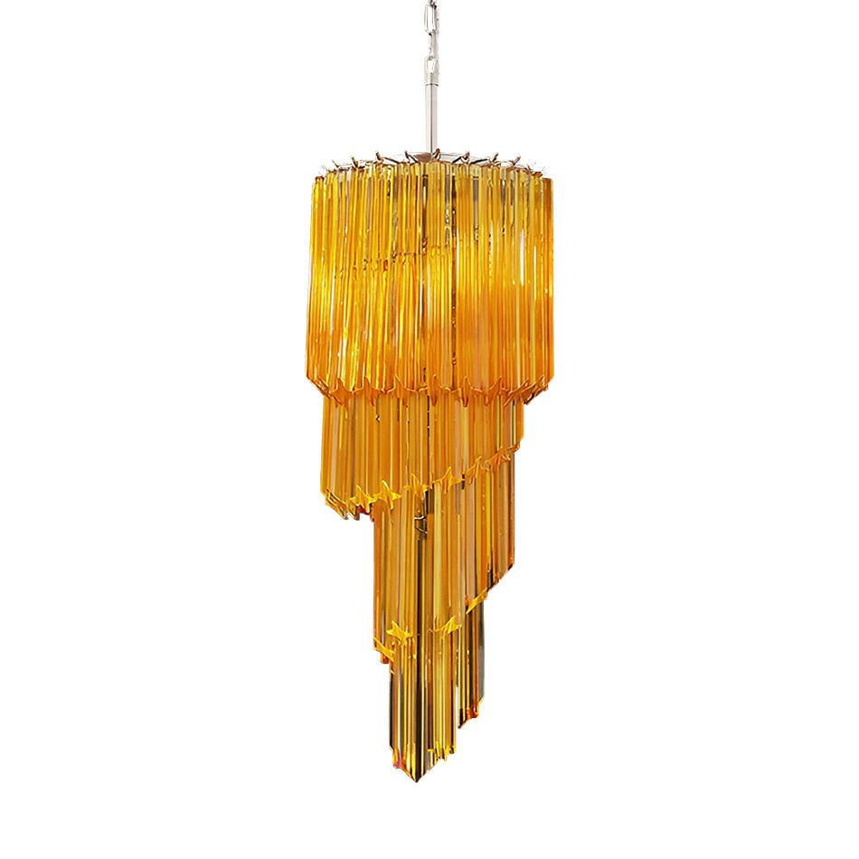 Aurora Chandelier Spiral Pink Prism Tiered