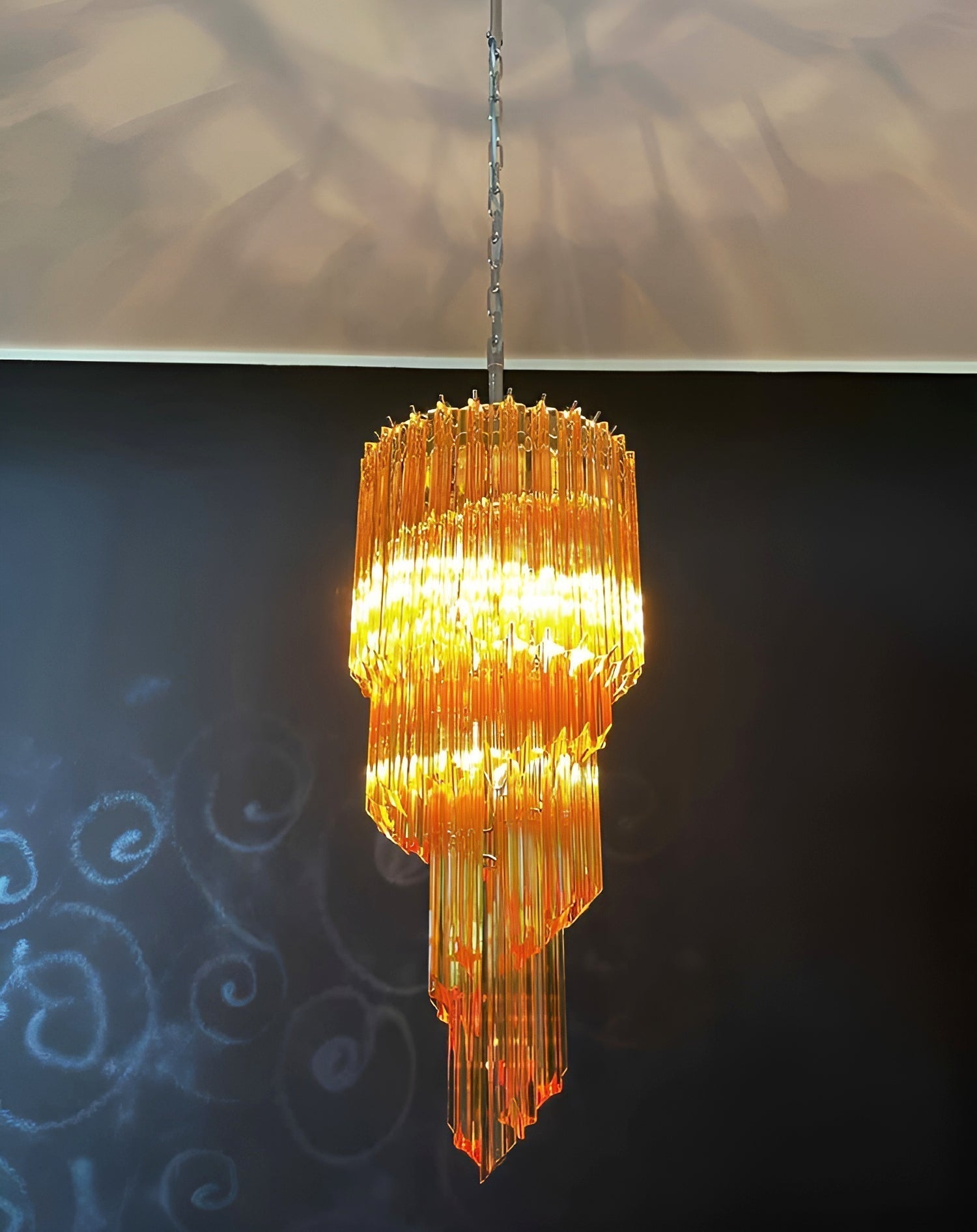 Aurora Chandelier Spiral Pink Prism Tiered