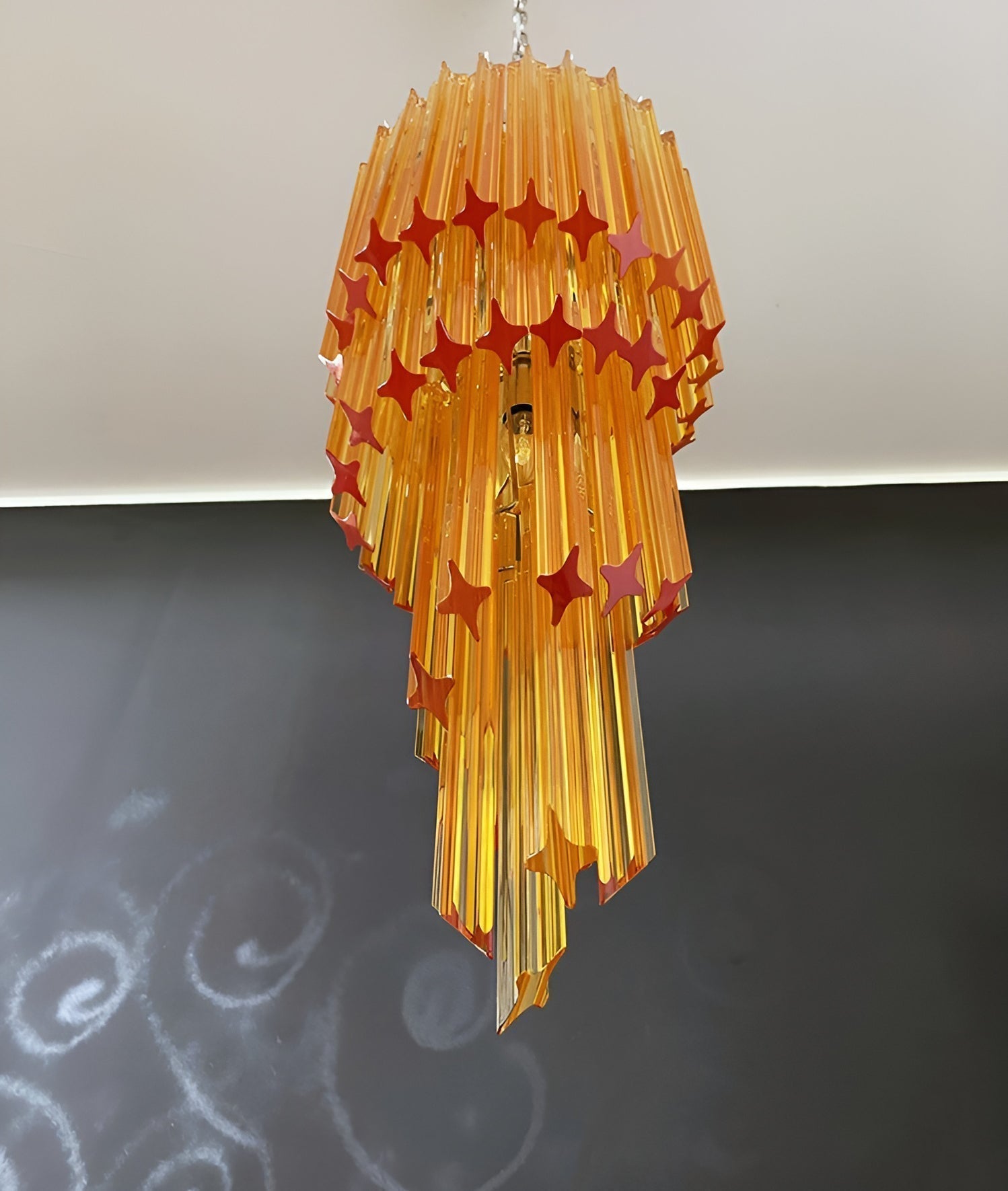 Aurora Chandelier Spiral Pink Prism Tiered