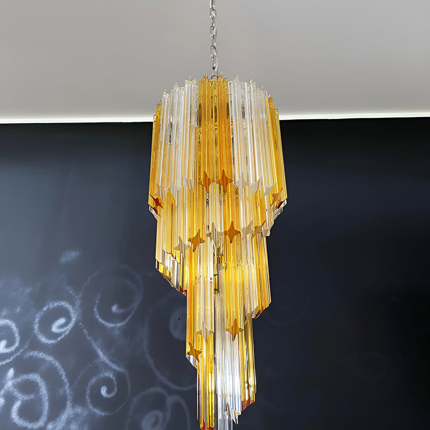 Aurora Chandelier Spiral Pink Prism Tiered
