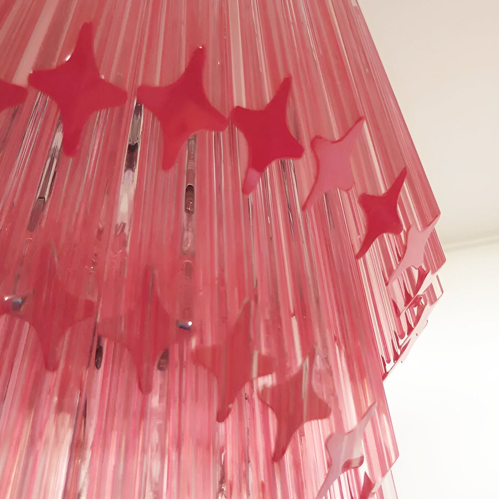 Aurora Chandelier Spiral Pink Prism Tiered