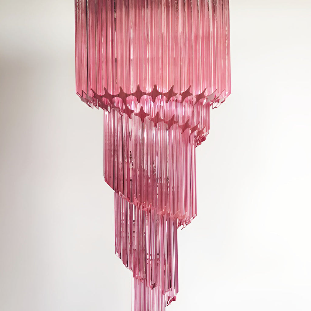 Aurora Chandelier Spiral Pink Prism Tiered