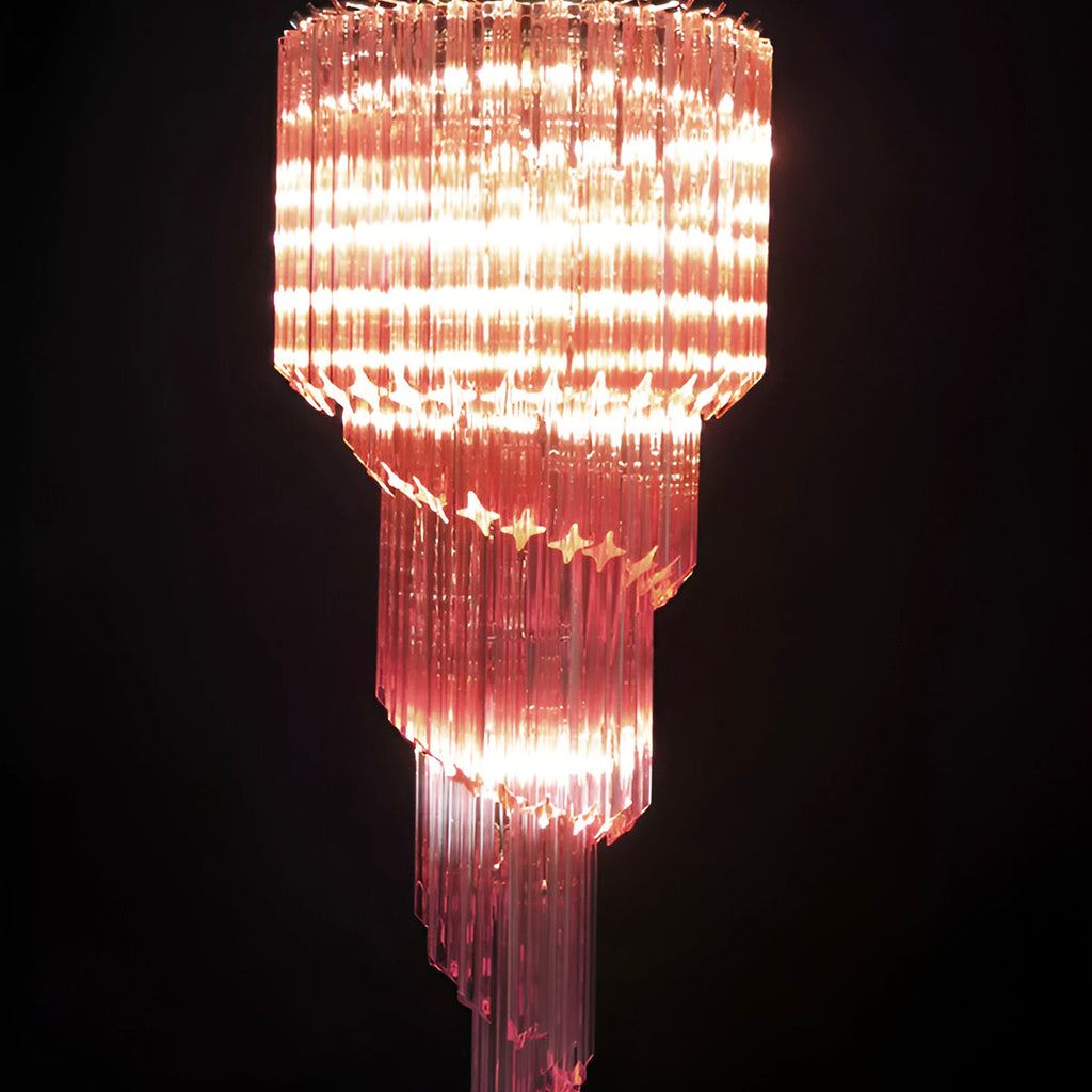 Aurora Chandelier Spiral Pink Prism Tiered