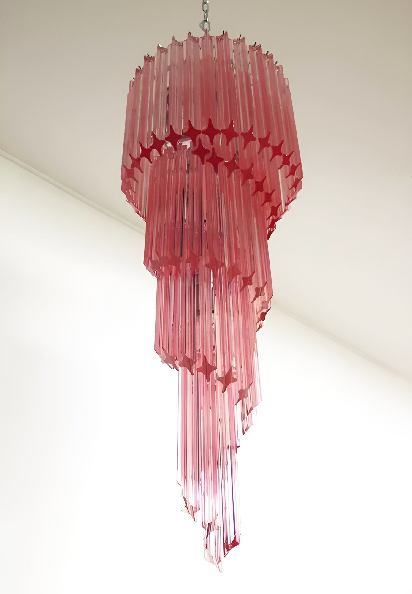 Aurora Chandelier Spiral Pink Prism Tiered