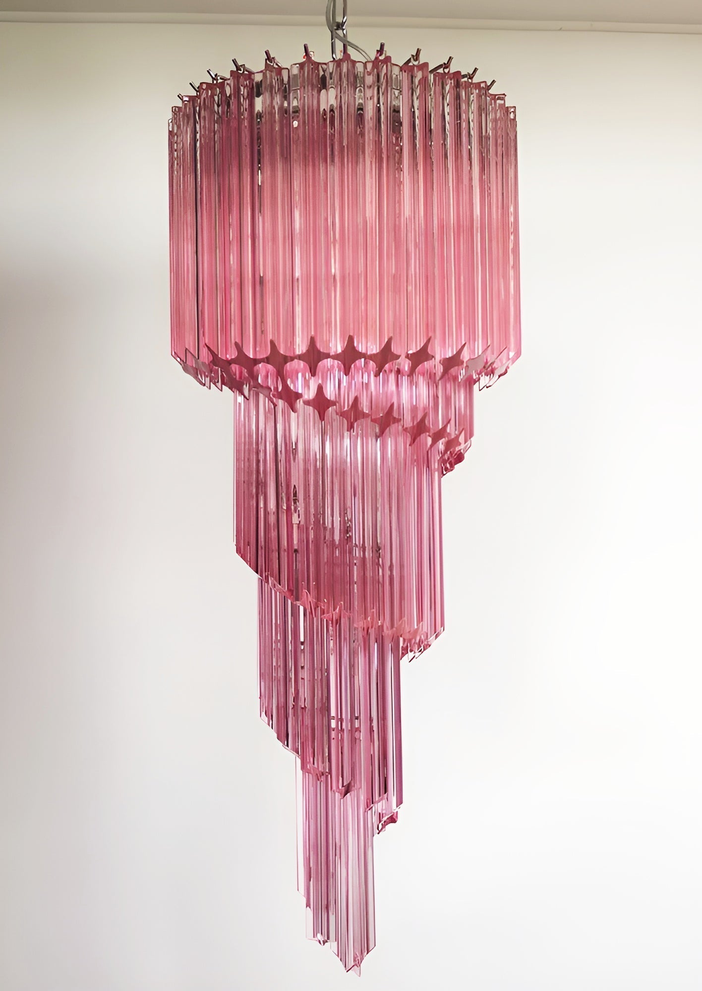 Aurora Chandelier Spiral Pink Prism Tiered