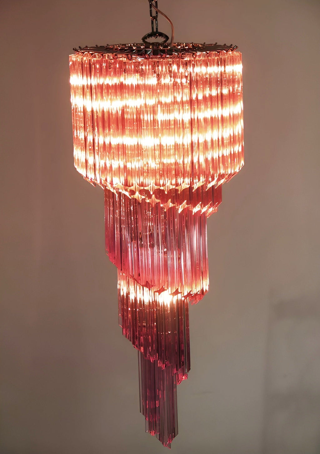 Aurora Chandelier Spiral Pink Prism Tiered