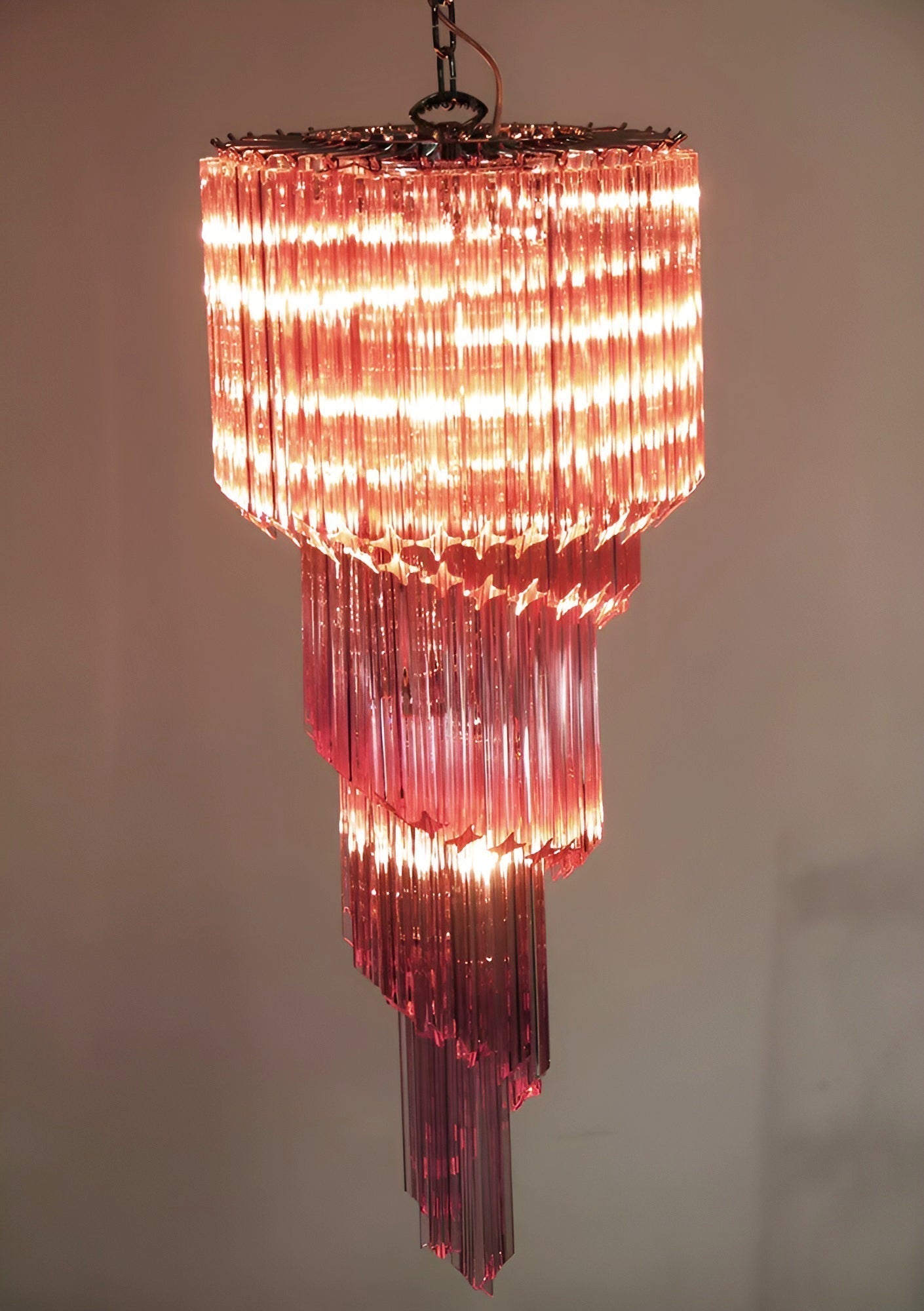 Aurora Chandelier Spiral Pink Prism Tiered
