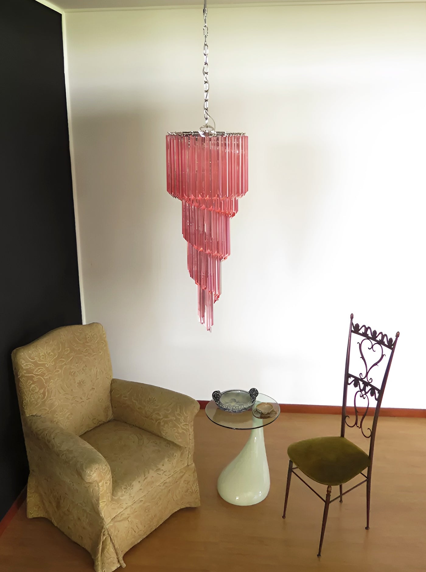 Aurora Chandelier Spiral Pink Prism Tiered