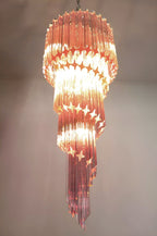 Aurora Chandelier Spiral Pink Prism Tiered