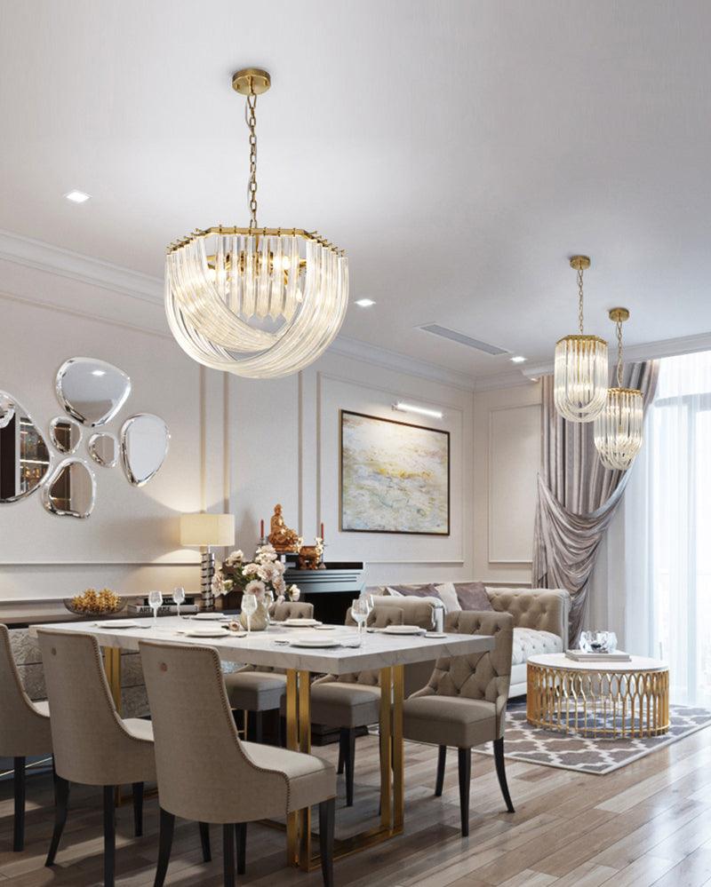Aurora Chandelier Clear Curved Tiered