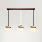 Pendant Lamp Glass Globe Travertine Disc Walnut Wood Natural