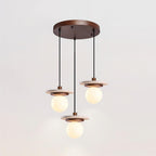 Pendant Lamp Glass Globe Travertine Disc Walnut Wood Natural