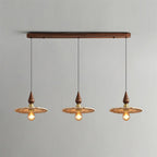 Vintage Mushroom Wooden & Brass Pendant Light