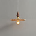 Vintage Mushroom Wooden & Brass Pendant Light